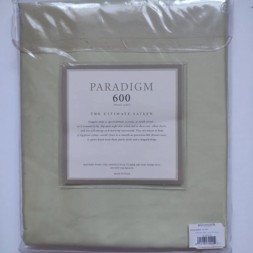 Restoration Hardware Italian Paradigm 600 2 pc Pillow Cases Set Celery Standard